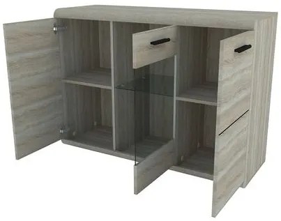 Komoda Emma 120 EM10, Farby: dub sonoma, Osvetlenie: osvetlenie LED teplé biele