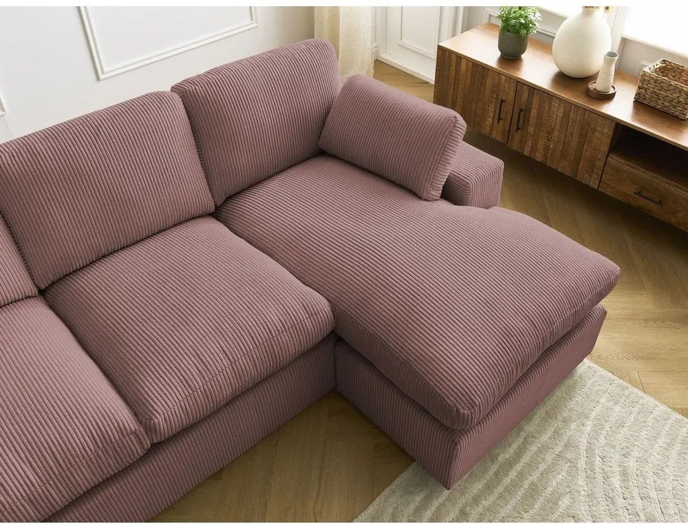 Ružová menčestrová rohová pohovka Belair – Bobochic Paris