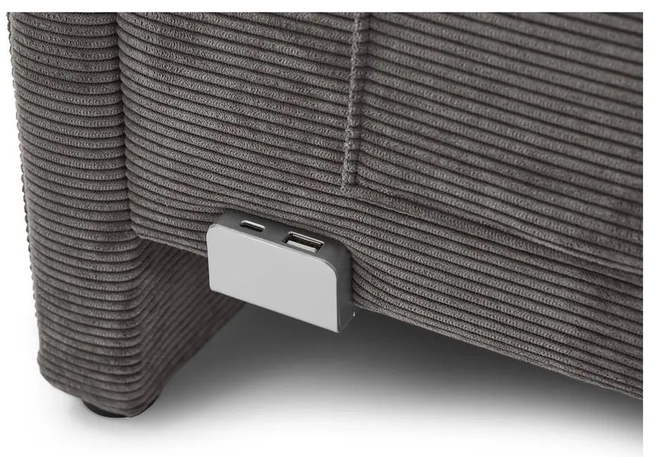 Antracitová čalúnená rohová detská posteľ s úložným priestorom s roštom 140x200 cm Cool – Meise Möbel