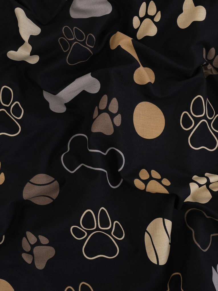 Francúzske bavlnené obliečky Renforcé – Psie labky čierne