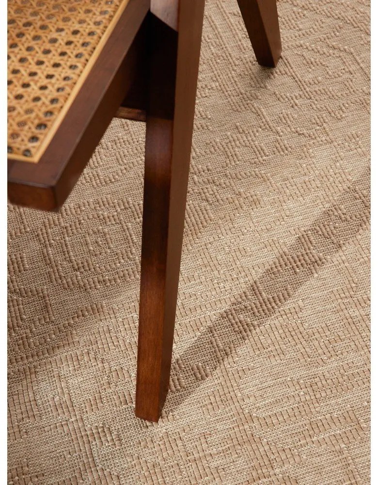 Okrúhly vnútorný a vonkajší koberec v béžovej a slonovinovej farbe ø 160 cm Duet Kona – NORTHRUGS