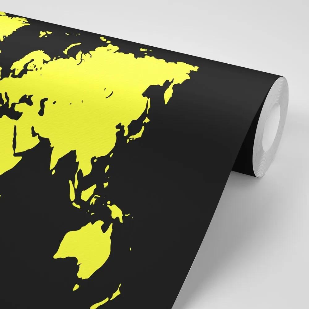 Tapeta žltá mapa na čiernom pozadí - 150x100
