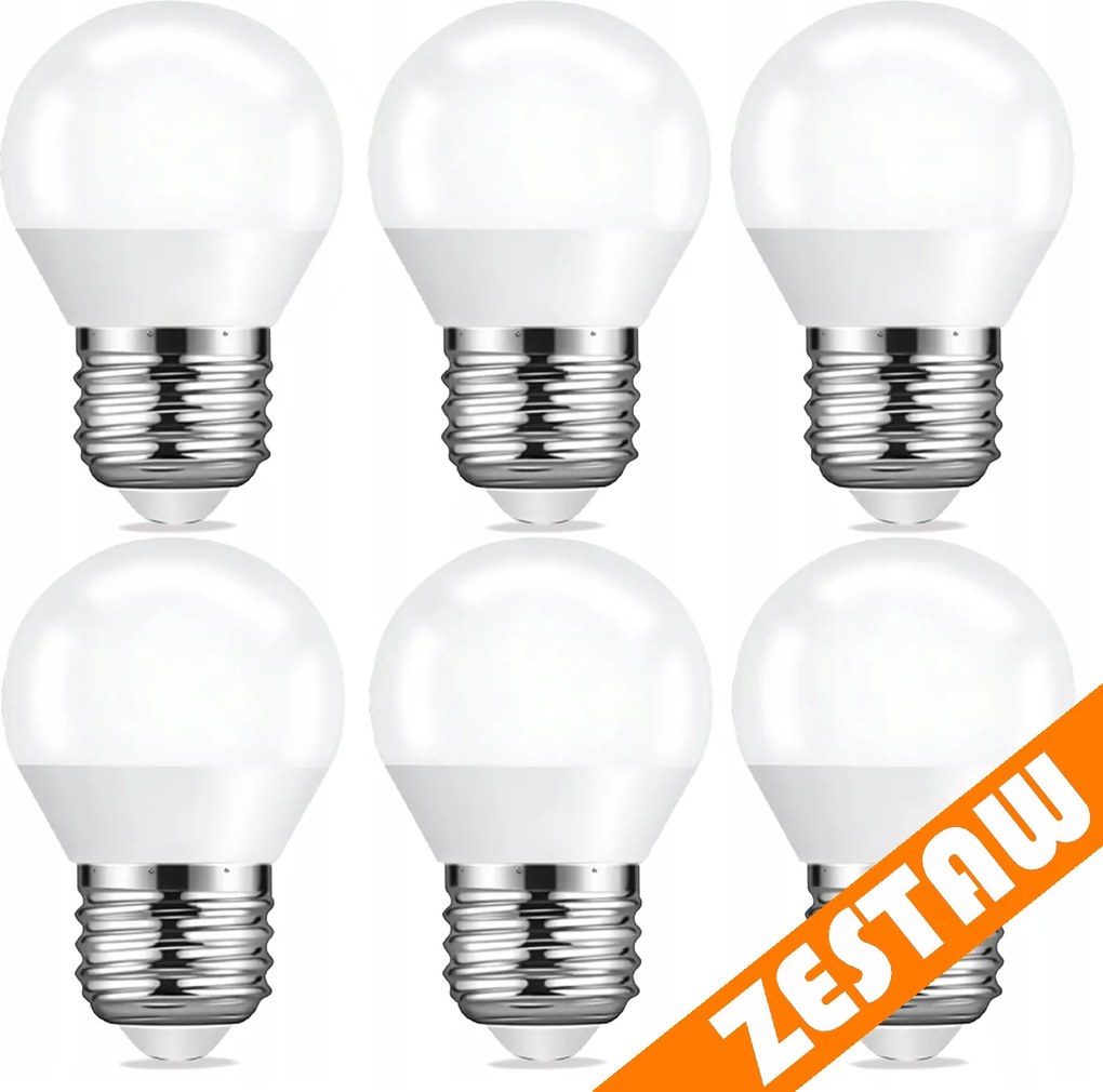SADA 6x LED žiarovka E27 8W 700lm 4000K G45 guľatá - neutrálna biela