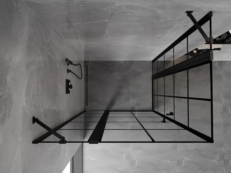 Mexen, Mexen Mist Duo výklopný sprchový kút 115 x 110 cm, čierna mriežka - 8A4-115L-110P-70-77