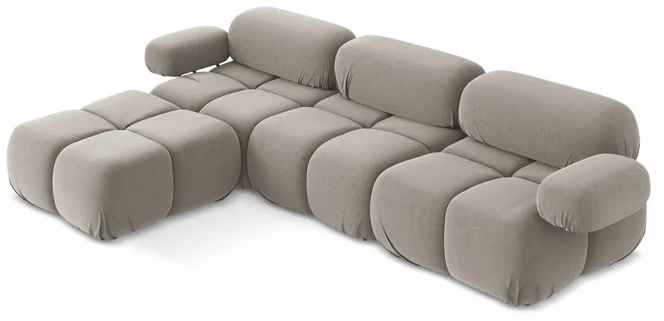 Béžová zamatová modulárna rohová pohovka Lokua – Makamii