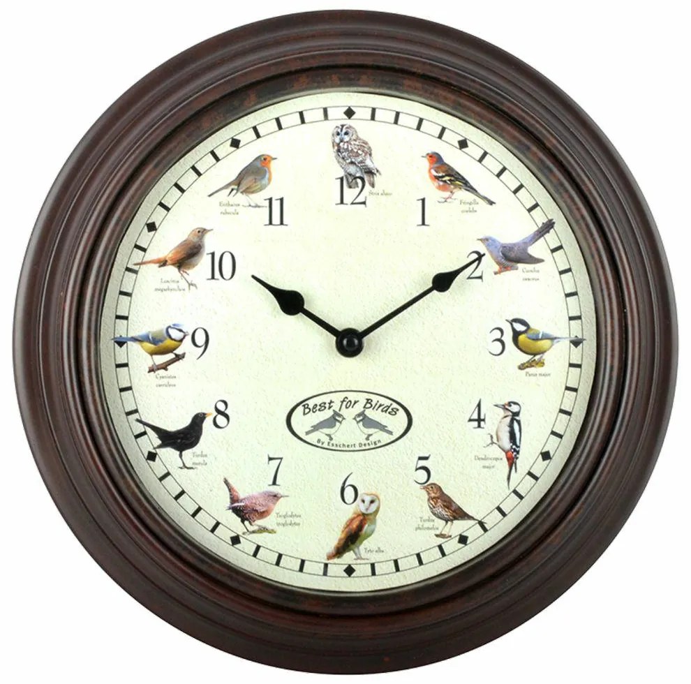 Nástenné hodiny Birds, hnedá