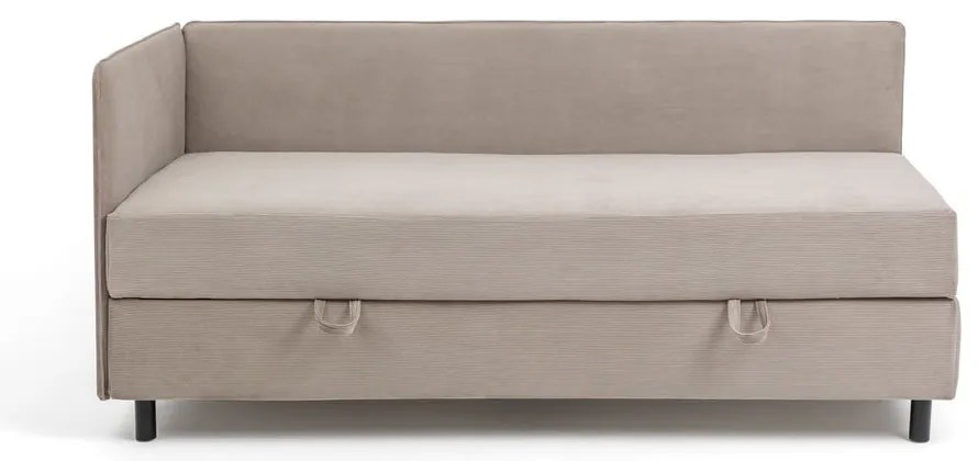 Čalúnená jednolôžková posteľ taupe s úložným priestorom s matracom 90x200 cm Avela – Bonami Selection