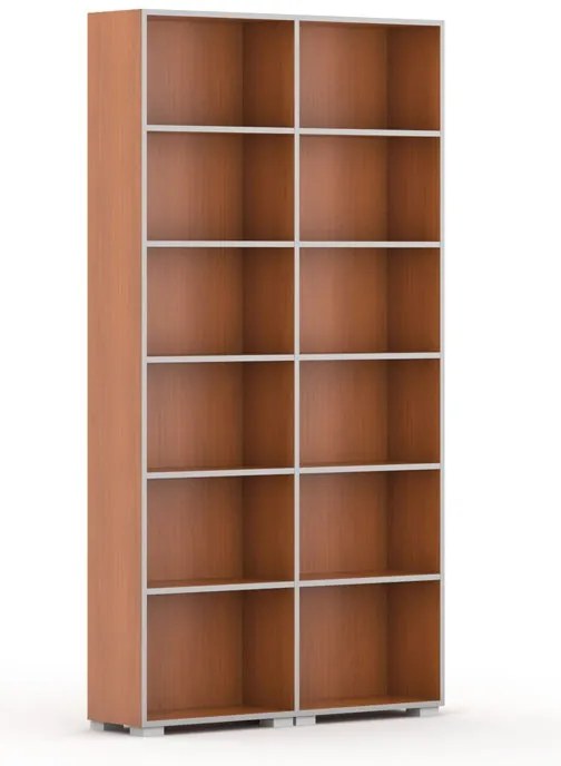 Knižnica SILVER LINE, 2 stĺpce, 2230 x 1200 x 400 mm, čerešňa