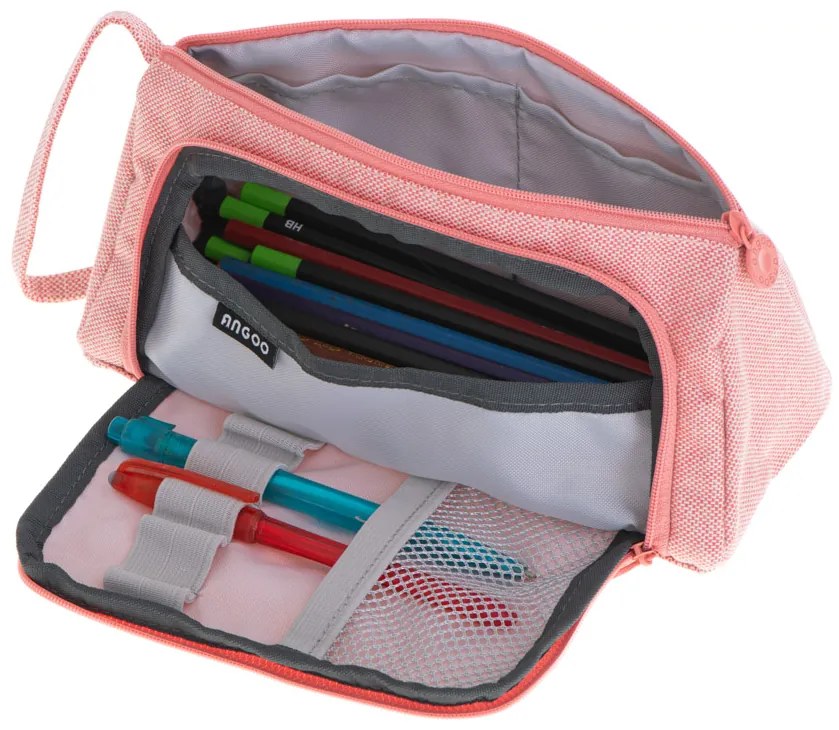 KIK Školský peračník s dvojitým vreckom vanity case ružový