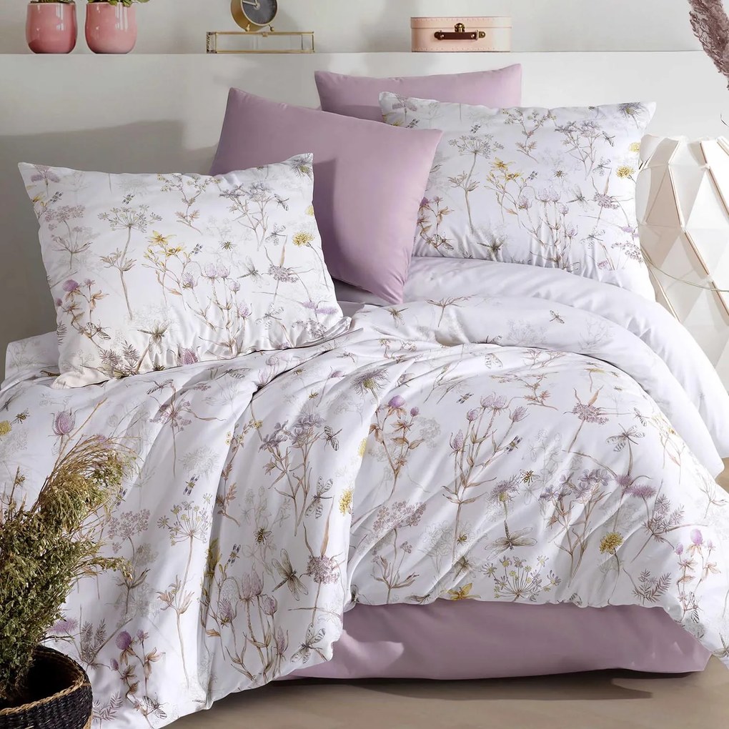 SATÉNOVÉ OBLIEČKY LUXURY VESSAN 200X220 CM, 2KS 70X80 CM KVETY