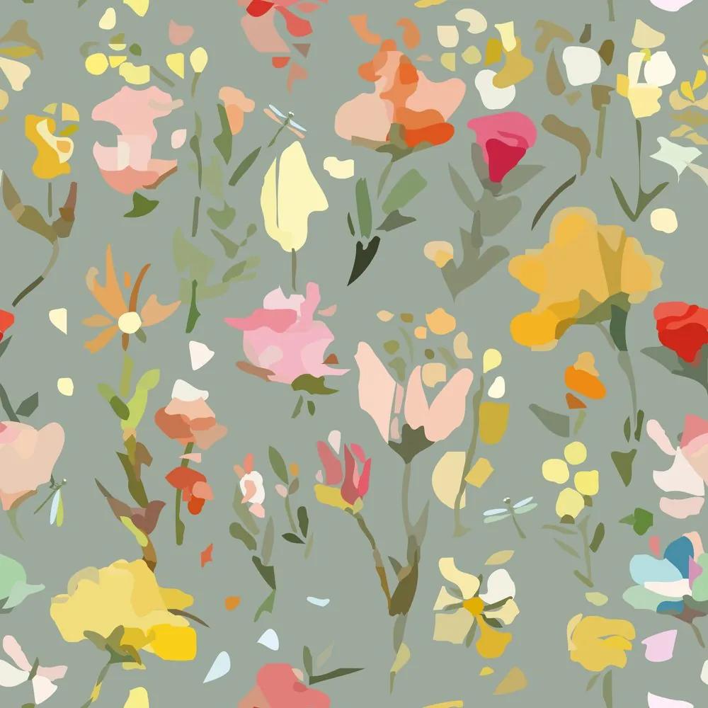 Samolepiaca tapeta abstraktné lúčne kvety