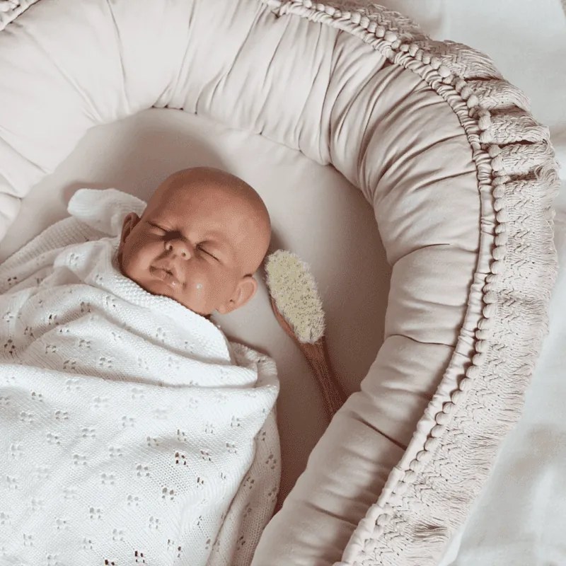 Hniezdo pre bábätko Boho púdrovo ružová