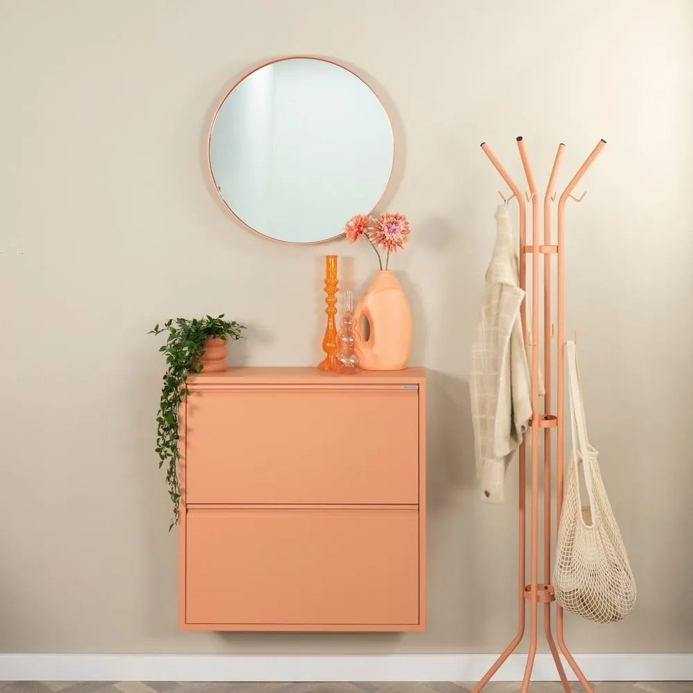 Kovová výklopná skrinka na topánky v lososovej farbe 75x77,5x22,5 cm Billy – Spinder Design