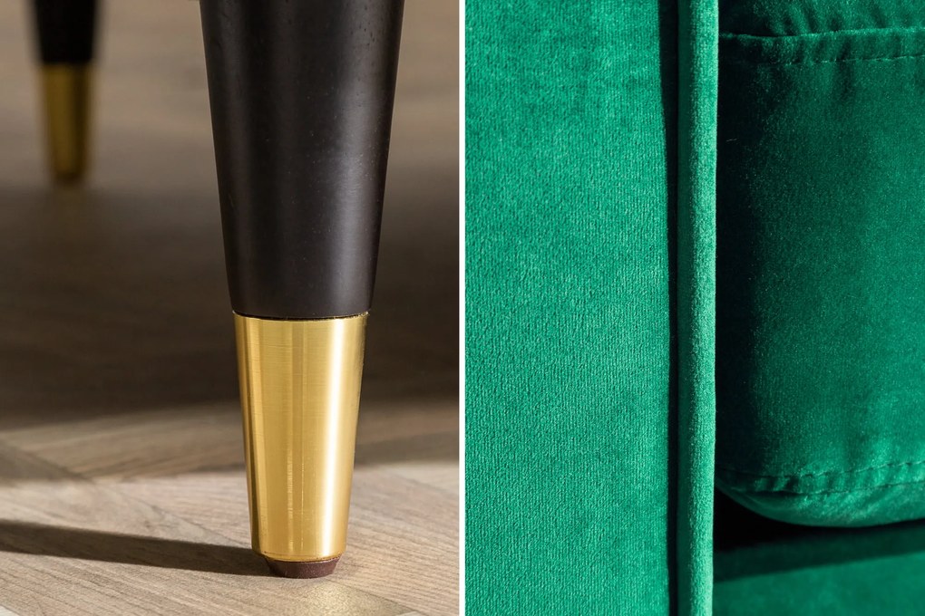 Trojmiestna pohovka COZY VELVET 220cm smaragdovo zelená