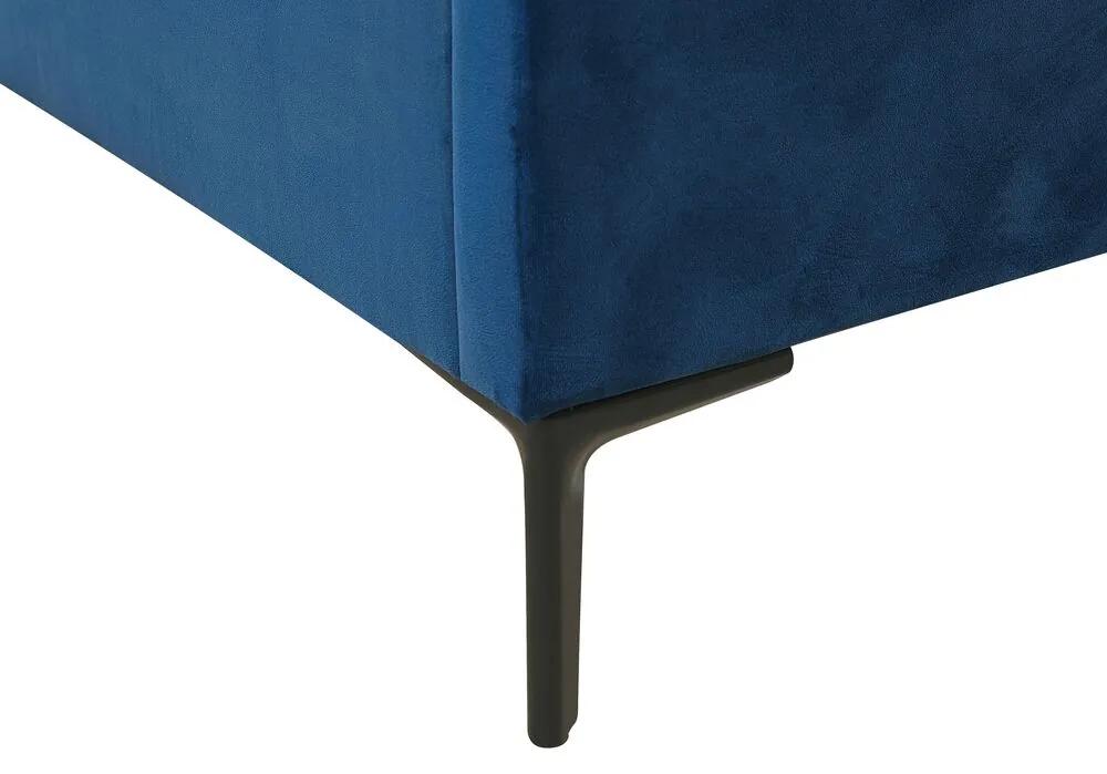 Zamatová posteľ s úložným priestorom 180 x 200 cm modrá SEZANNE Beliani