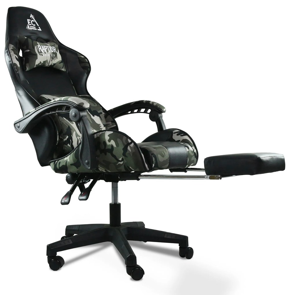 JAKS PREMIUM HERNÉ KRESLO POLOHOVATEĽNÉ EKO - KOŽA ARMY + MASÁŽNY VANKÚŠ