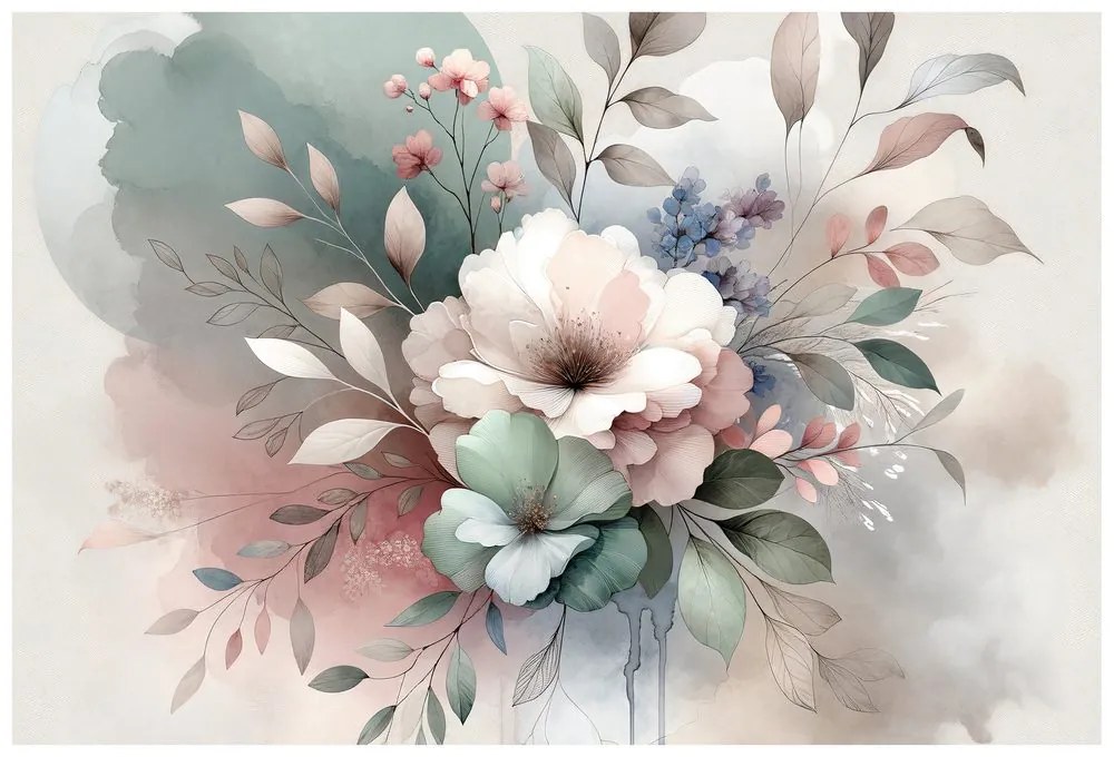 Tapeta pastelové akvarelové kvety