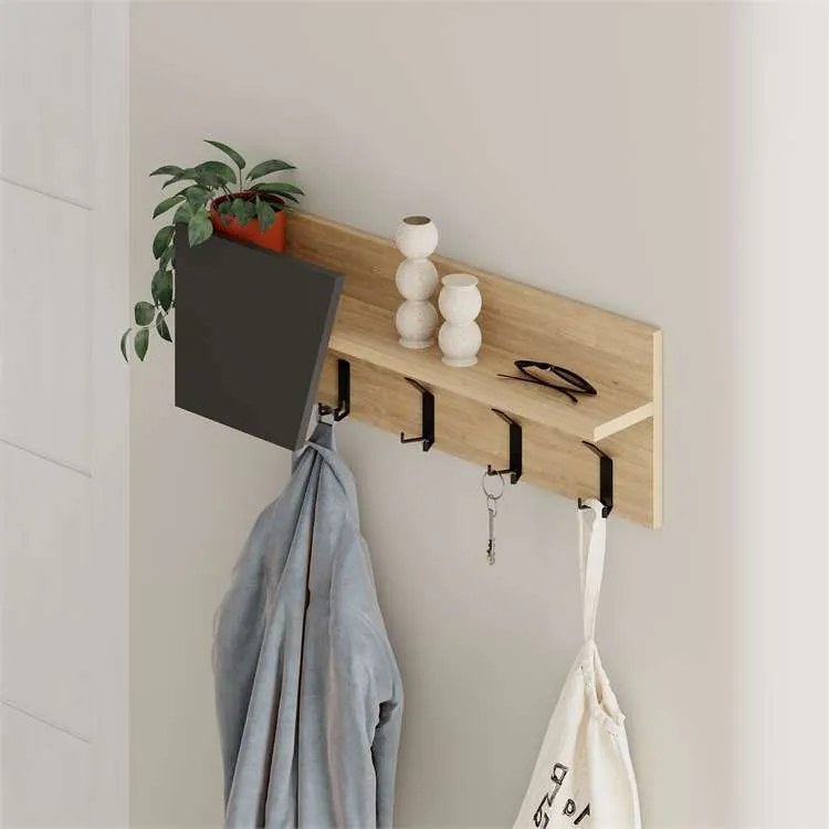 Nástenný vešiak Houseland Eleva dub safírový/antracitovo sivý