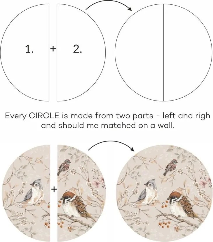 Samolepka do detskej izby Vtáky v kruhu L