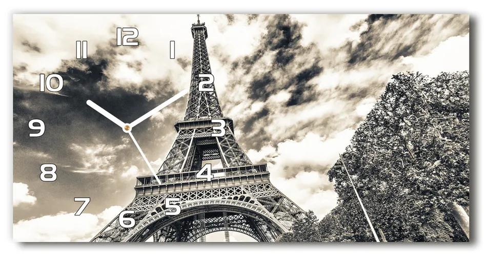 Sklenené hodiny na stenu Eiffelova veža Paríž pl_zsp_60x30_f_57669652