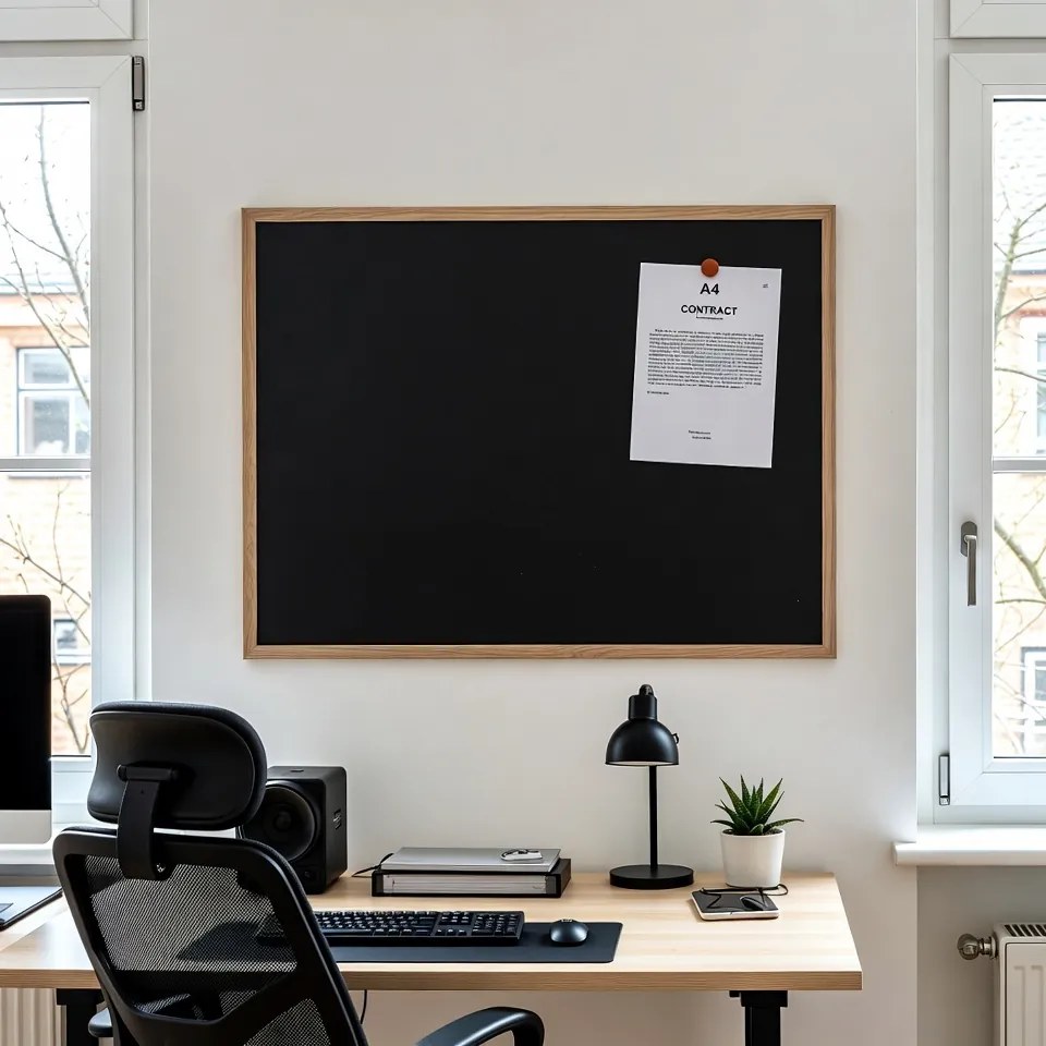 Toptabule.sk  Čierna magnetická tabuľa NATURE LINE v drevenom ráme SVETLÝ DUB 60x40 cm