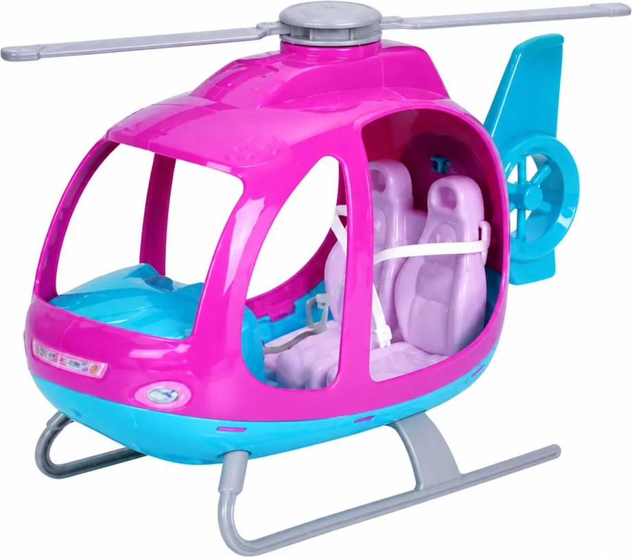 LEAN Toys Súprava bábika Anlily, veľký vrtuľník s pohyblivými vrtuľami, fialová súprava