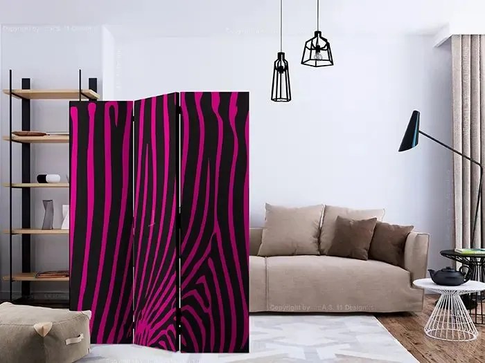Paraván - Zebra pattern (violet) [Room Dividers] Veľkosť: 135x172, Verzia: Obojstranný