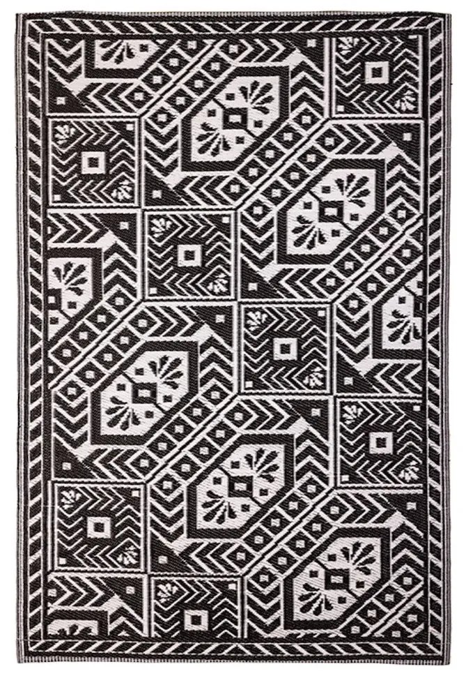 Esschert Design Koberec Harlow, 122x182 cm, biela/čierna