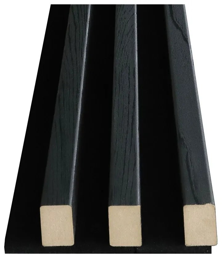 Akustický obkladový panel TASTIERA FLLOW, MDF, 2 650 × 137 × 33 mm, black rustic