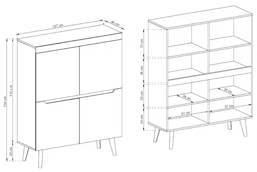 Komoda Nordi 107 cm biela/dub Riviéra