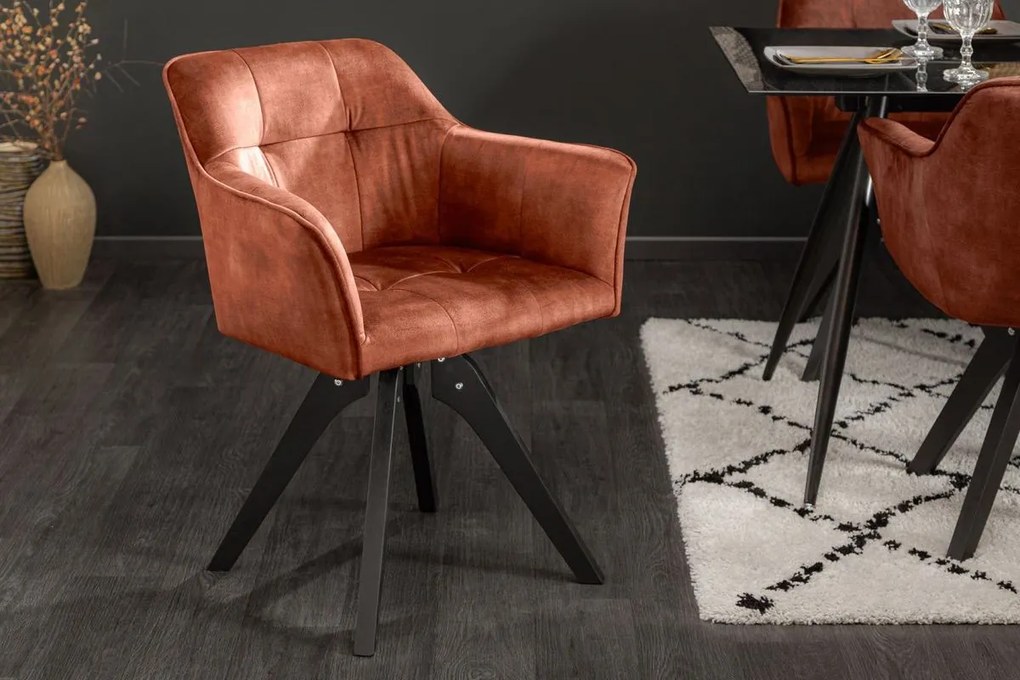 Dizajnová otočná stolička Giuliana medený zamat - Skladom na SK