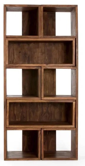 furniture-nabytek.cz - Masívna knižnica z palisandra s výsuvnými policami, lakovaná, hnedá – 85×40×177 cm