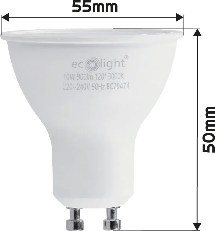 BERGE Sada 6x GU10 10W LED žiaroviek - teplá biela