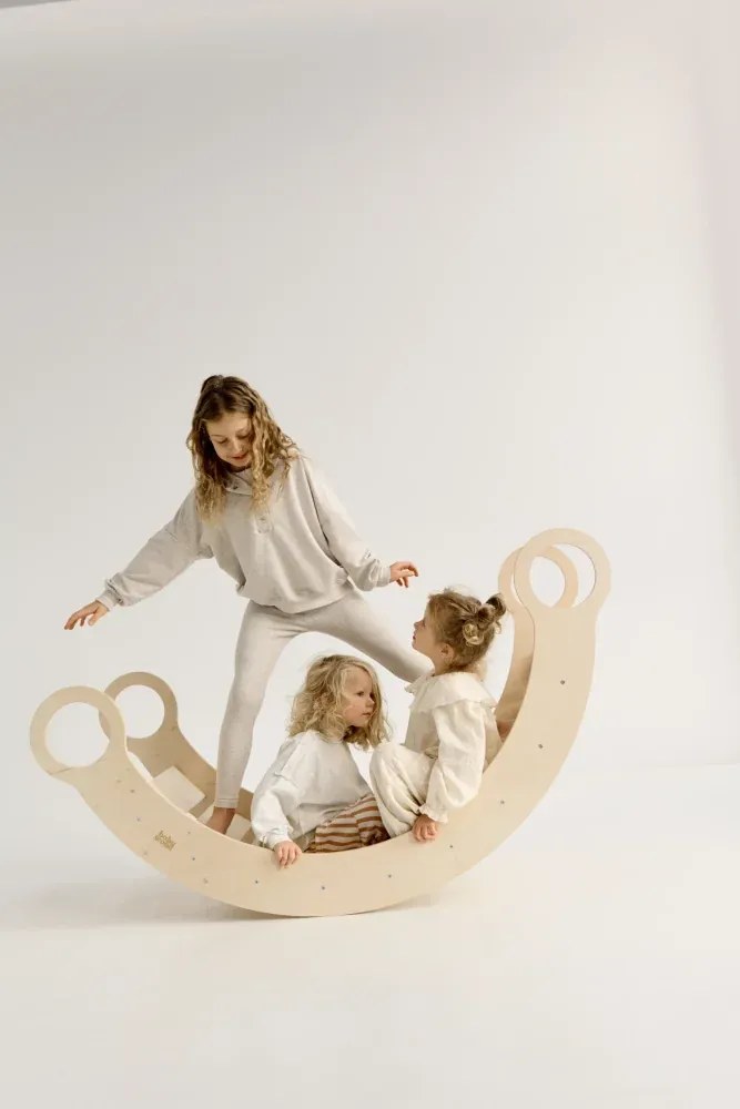 Montessori drevená hojdačka maxi prírodná Biela