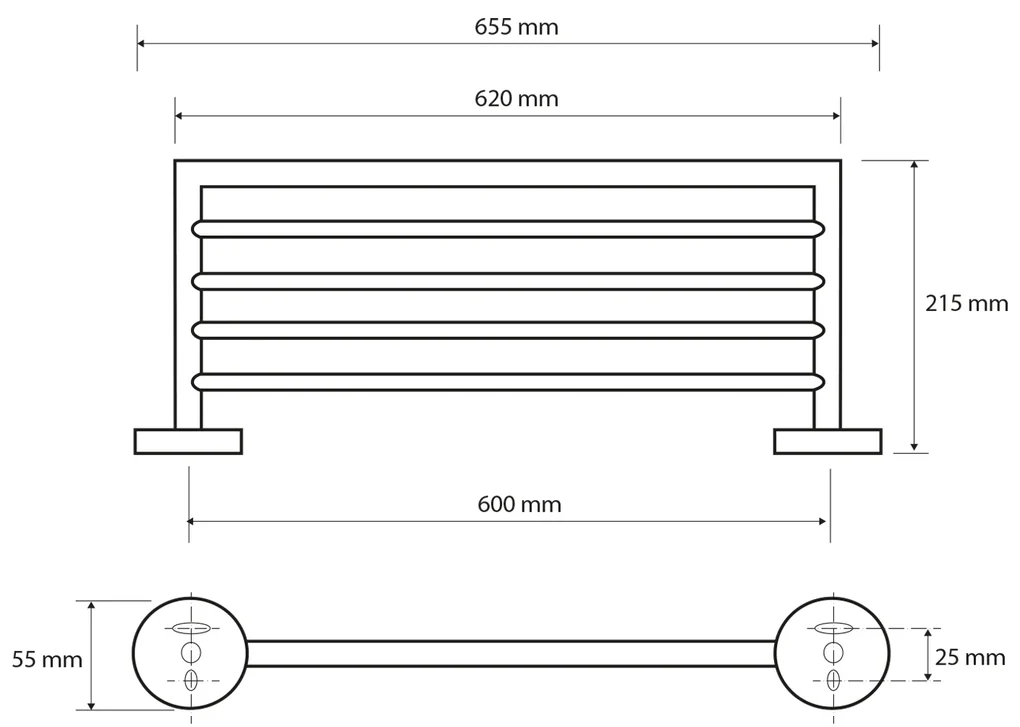 Sapho, X-ROUND polička na uteráky 650mm, chróm, XR413