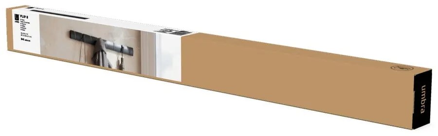 Čierny nástenný vešiak z jaseňového dreva Flip - Umbra