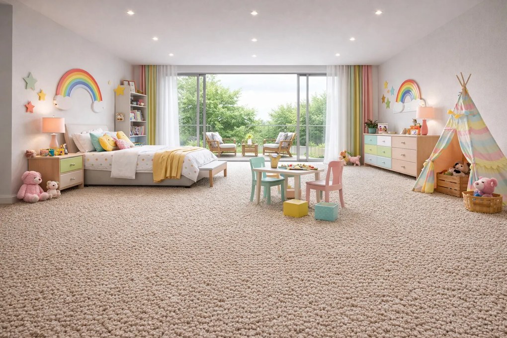 Timzo, Metrážny koberec Avila 9445, na mieru, šíře 4m,5m, hnedá, filc, obývacia izba