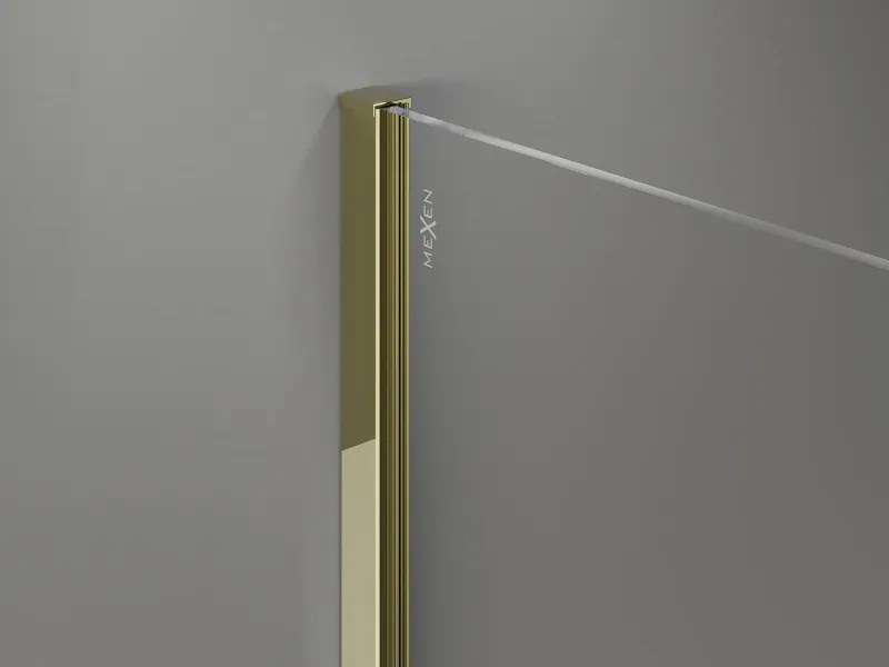 Mexen, Mexen Kioto-X sprchová stena 70 x 200 cm, transparentná 10 mm, zlatá - 800-070-101-50-00-X