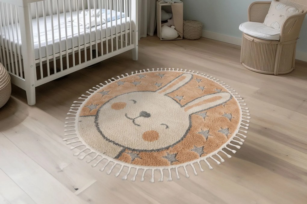 Detský kusový koberec My Fano 390 Rabb kruh, 133x133 (priemer) kruh, oranžová, detská izba, Obsession