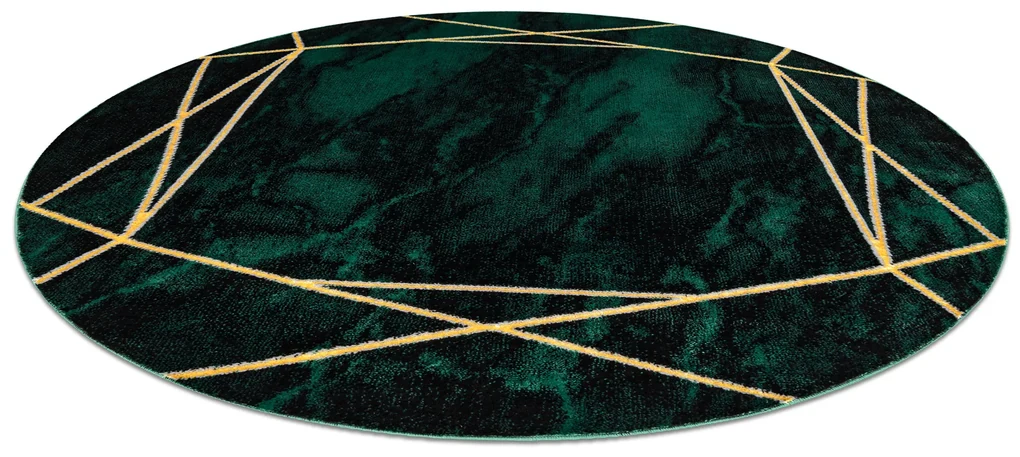 Koberec okrúhly EMERALD exkluzív 1022 glamour, mramor, geometrický zeleno / zlatý