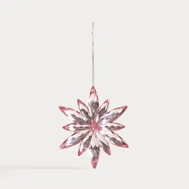Závesná vianočná dekorácia ASTRE ružová vločka 755248