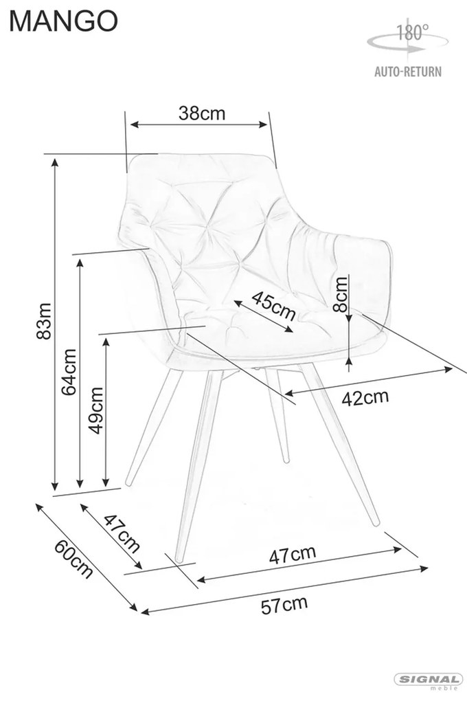 Signal MANGO VARDO kreslo, nohy čierne/ tm.béžová 35