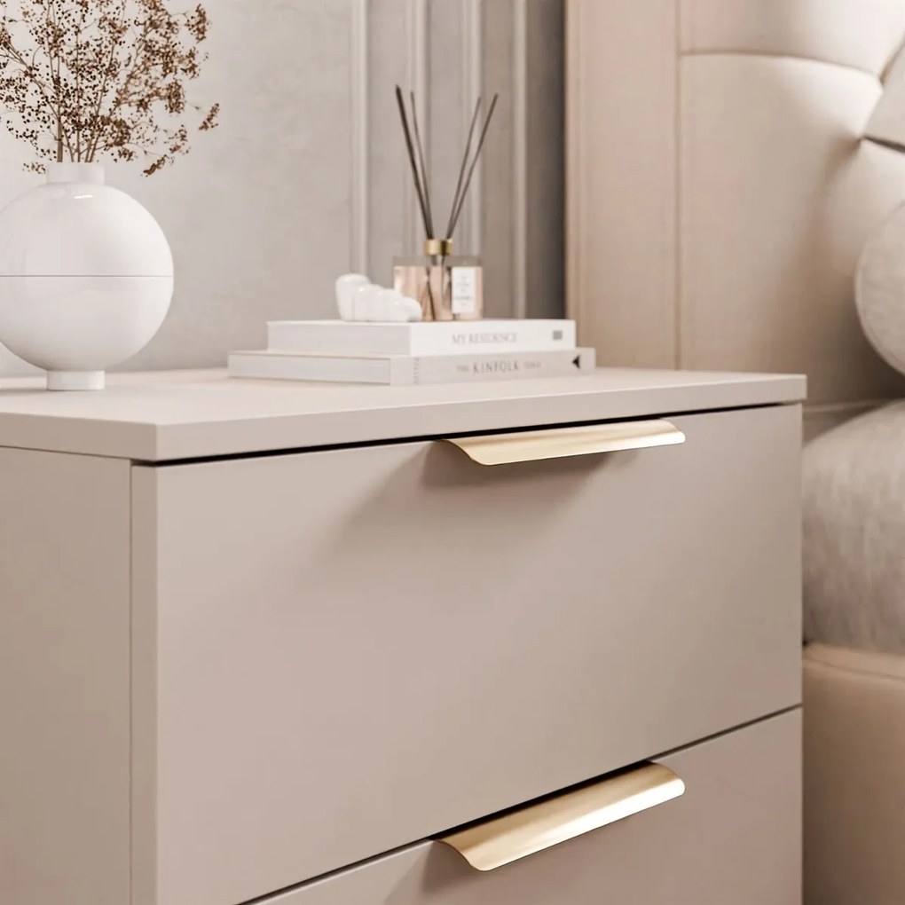 NOČNÝ STOLÍK MARION 2S KAŠMÍR ZLATÉ ÚCHYTKY LED