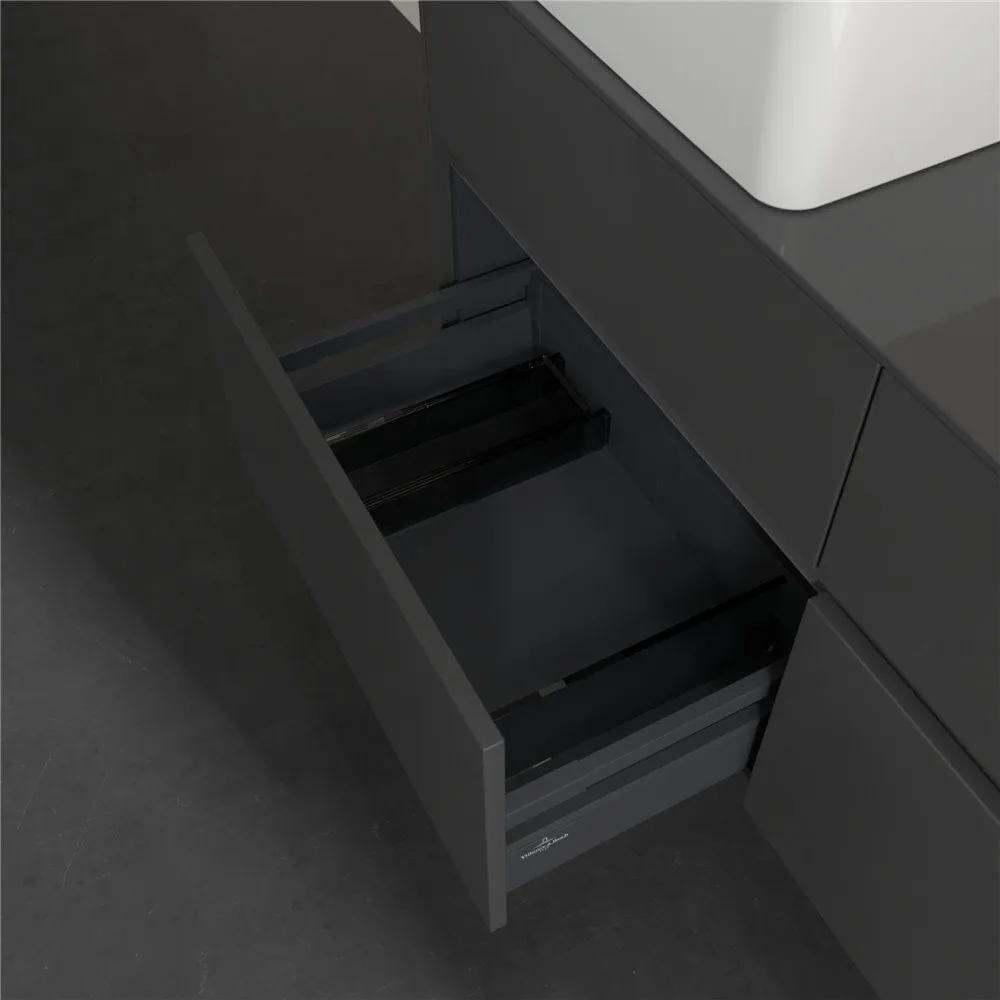 VILLEROY &amp; BOCH Collaro závesná skrinka pod umývadlo na dosku (umývadlo vľavo), 4 zásuvky, 1200 x 500 x 548 mm, Glossy Grey, C04200FP