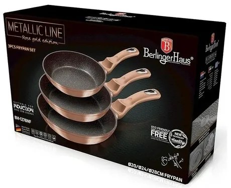 Berlinger Haus 3-dielna sada panvíc Rosegold Metallic Line