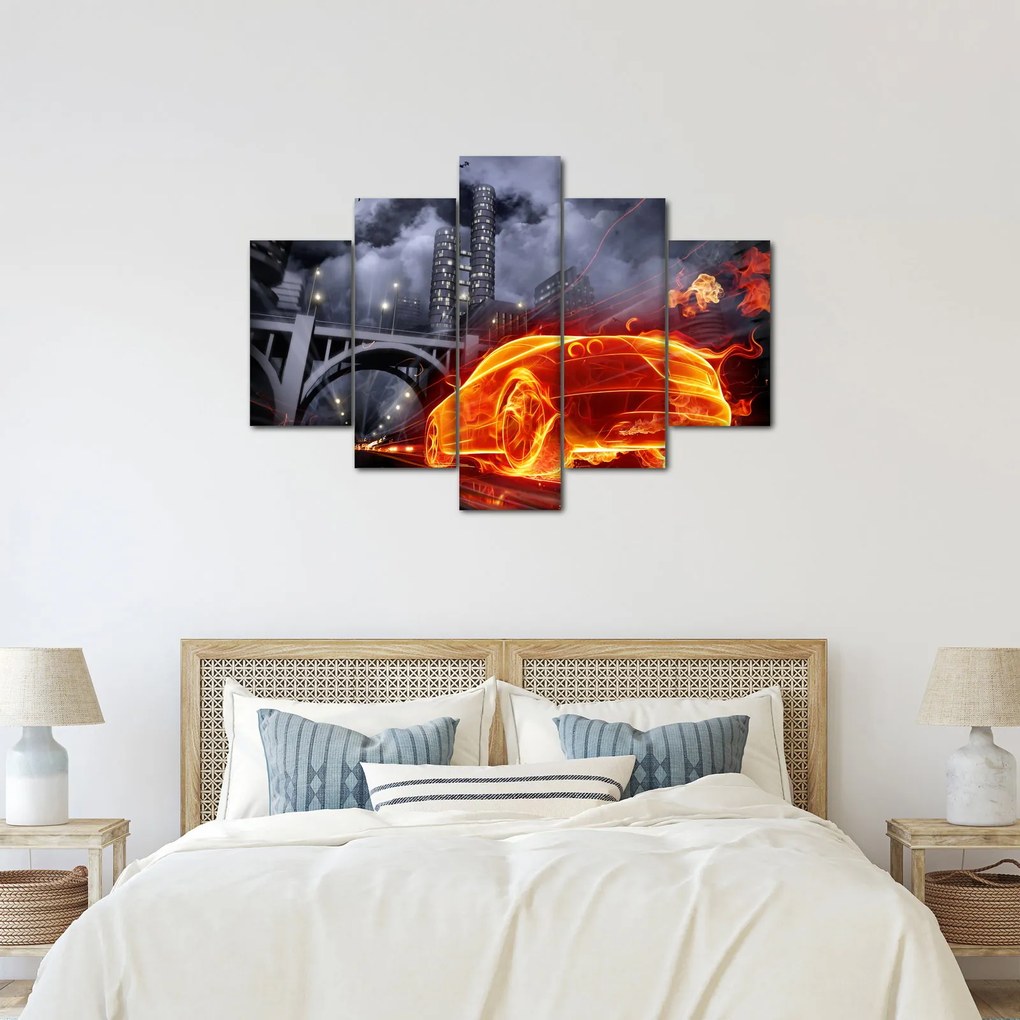 Obraz plamenného autá (150x105 cm)