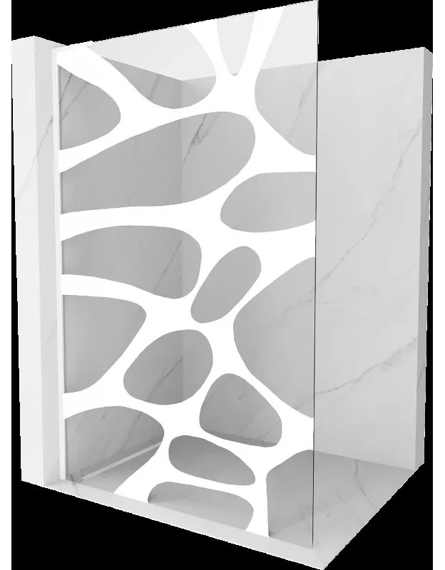 Mexen Kioto L sprchová zástena Walk-in 100 x 200 cm, biely vzor, biela - 800-100-103-20-97