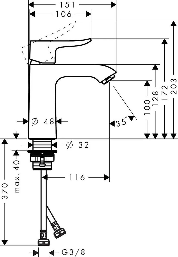 Hansgrohe Metris, páková umývadlová batéria 110, LowFlow 3,5 l/min, chrómová, HAN-31204000