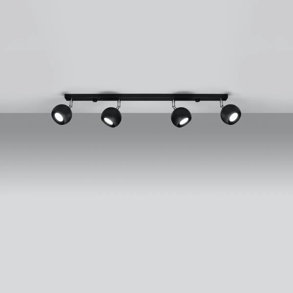 Bodové svietidlo Oculare, 4x čierne kovové tienidlo, (možnosť polohovania)