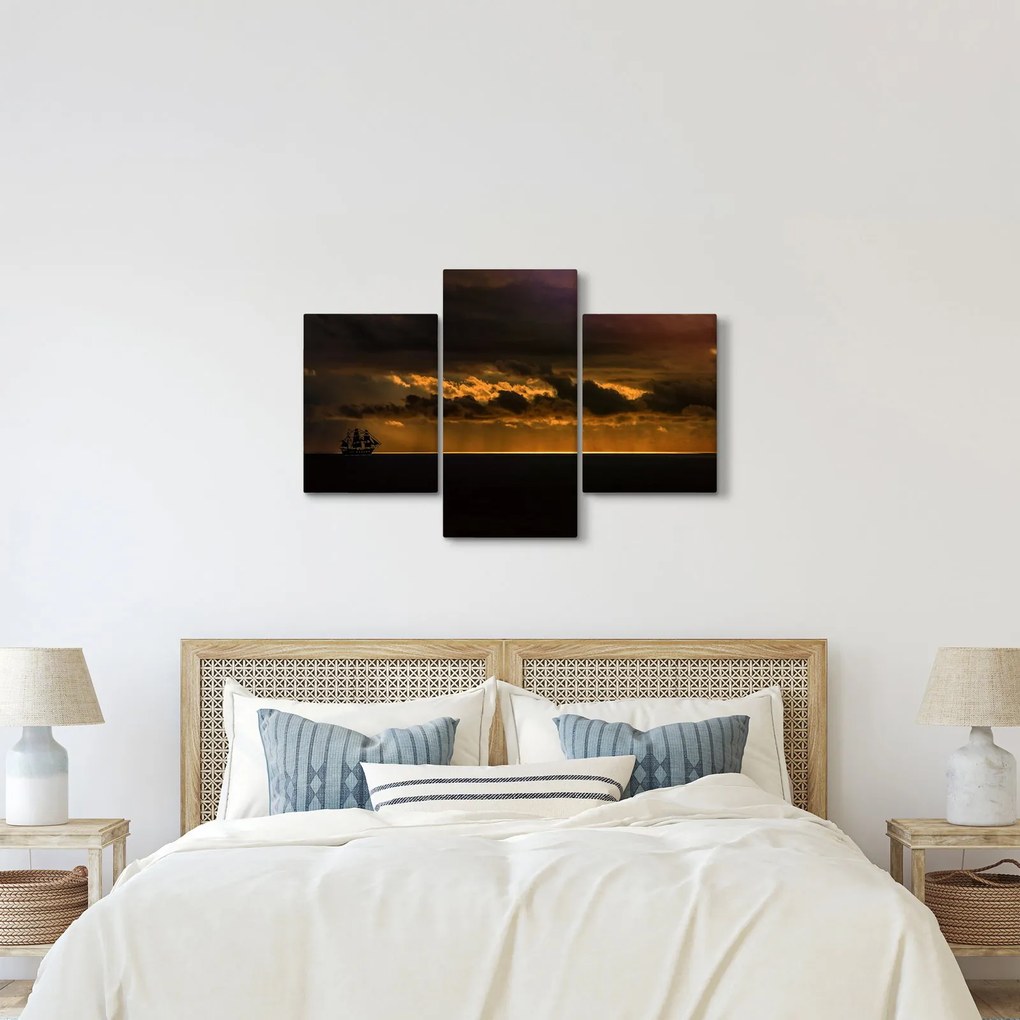 Obraz plachetnice pri západe slnka (90x60 cm)